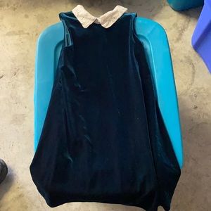 Green Velvet dress with lace collar